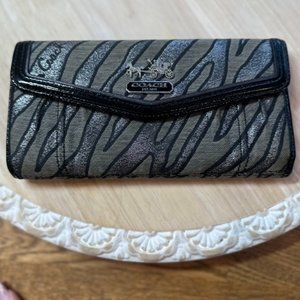 Coach Black/Silver Zebra Print Wallet